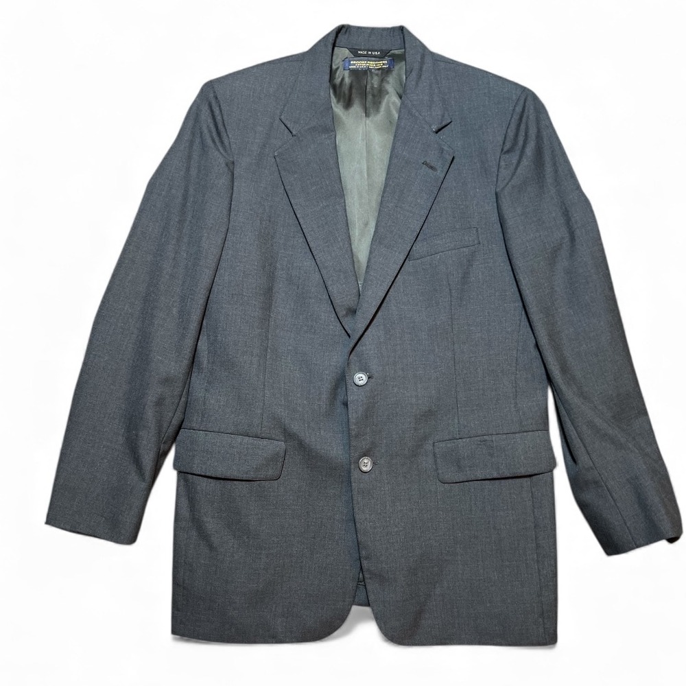 VTG Brooks Brothers Mens 40 Gray Herringbone Wool Sport Coat Blazer Union USA **